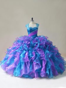 On Sale Multi-color Party Dress Sweet 16 and Quinceanera with Beading and Ruffles Straps Sleeveless Zipper