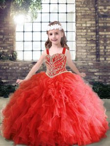 Charming Sleeveless Beading and Ruffles Lace Up Little Girls Pageant Dress Wholesale