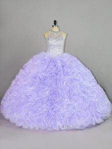Hot Sale Beading and Ruffles Vestidos de Quinceanera Lavender Lace Up Sleeveless