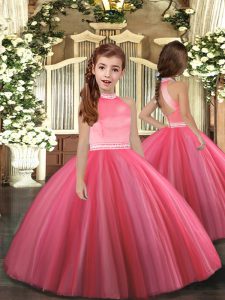 Sleeveless Zipper Floor Length Beading Little Girls Pageant Dress