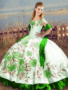 Sleeveless Lace Up Floor Length Embroidery Sweet 16 Dress