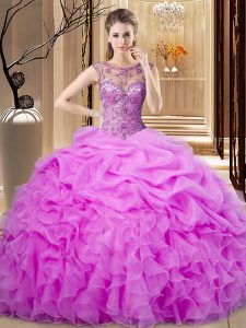 Fine Floor Length Ball Gowns Sleeveless Lilac Sweet 16 Dress Lace Up