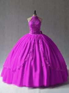 Floor Length Ball Gowns Sleeveless Fuchsia 15 Quinceanera Dress Lace Up