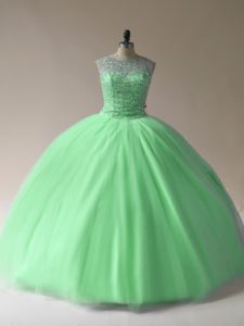 Artistic Floor Length Lace Up Quinceanera Gowns for Sweet 16 and Quinceanera with Beading