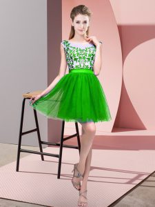 Pretty Mini Length Green Quinceanera Court Dresses Bateau Sleeveless Zipper