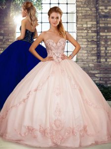 Classical Sweetheart Sleeveless Tulle 15 Quinceanera Dress Beading and Embroidery Lace Up