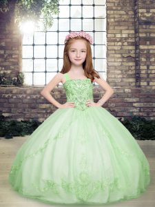 Beautiful Floor Length Yellow Green Little Girls Pageant Dress Wholesale Straps Sleeveless Lace Up