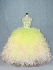 Elegant Multi-color Lace Up 15 Quinceanera Dress Beading and Ruffles Sleeveless Floor Length