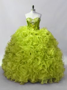 Unique Floor Length Yellow Green Vestidos de Quinceanera Sweetheart Sleeveless Lace Up