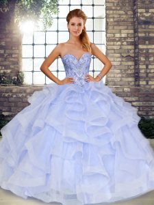 Elegant Floor Length Lavender Quinceanera Gowns Sweetheart Sleeveless Lace Up