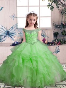 Scoop Neckline Beading and Ruffles Girls Pageant Dresses Sleeveless Lace Up