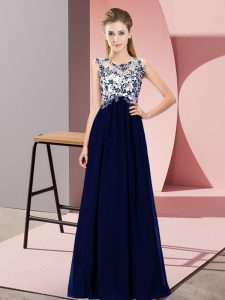Admirable Royal Blue Chiffon Zipper Court Dresses for Sweet 16 Sleeveless Floor Length Beading and Appliques