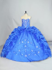 Taffeta Sleeveless Floor Length Quinceanera Gown and Embroidery and Pick Ups