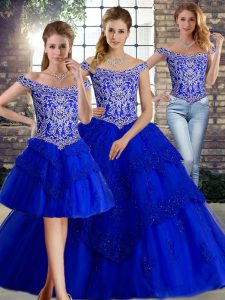 Smart Sleeveless Brush Train Beading and Lace Lace Up 15 Quinceanera Dress