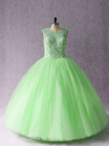 Attractive Sleeveless Tulle Lace Up 15th Birthday Dress for Sweet 16 and Quinceanera