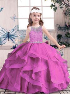 Floor Length Ball Gowns Sleeveless Lilac Pageant Dress for Teens Lace Up