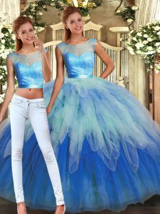Superior Multi-color Sleeveless Tulle Backless Quinceanera Dresses for Sweet 16 and Quinceanera