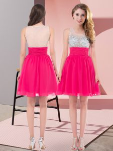Best Selling Mini Length Empire Sleeveless Hot Pink Vestidos de Damas Side Zipper