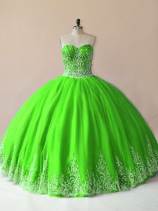 Discount Floor Length Sweet 16 Dress Tulle Sleeveless Embroidery
