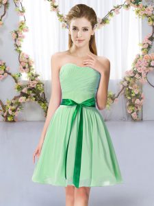 Admirable Apple Green Sleeveless Chiffon Lace Up Quinceanera Court of Honor Dress for Wedding Party