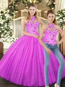 Wonderful Tulle Sleeveless Floor Length Quinceanera Dresses and Embroidery