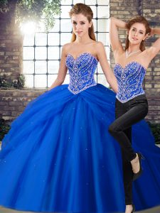 Gorgeous Royal Blue 15 Quinceanera Dress Sweetheart Sleeveless Brush Train Lace Up