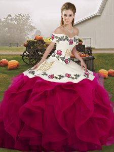 Affordable Sleeveless Embroidery and Ruffles Lace Up Quinceanera Dress
