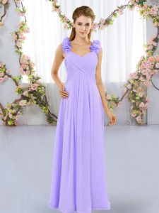 Low Price Lavender Sleeveless Chiffon Lace Up Quinceanera Court Dresses