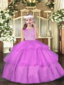 Latest Scoop Sleeveless Zipper Kids Pageant Dress Lilac Organza