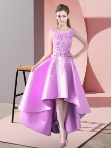 Superior High Low A-line Sleeveless Lilac Quinceanera Court of Honor Dress Zipper