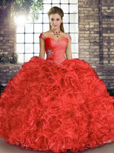 Smart Sleeveless Lace Up Floor Length Beading and Ruffles Quince Ball Gowns