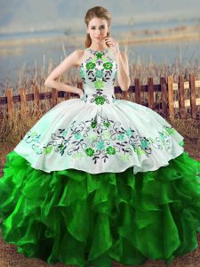 Exceptional Floor Length Lace Up Sweet 16 Dress for Sweet 16 and Quinceanera with Embroidery and Ruffles