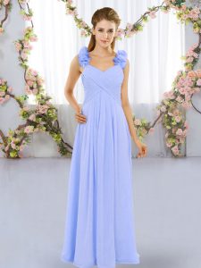 Lavender Lace Up Damas Dress Hand Made Flower Sleeveless Floor Length