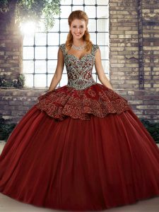 Captivating Straps Sleeveless Tulle 15 Quinceanera Dress Beading and Appliques Lace Up