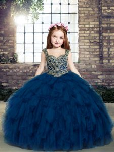 Enchanting Sleeveless Floor Length Pageant Gowns For Girls and Beading and Ruffles
