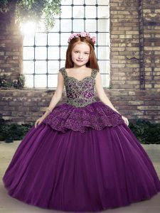 Admirable Sleeveless Beading and Appliques Lace Up Girls Pageant Dresses