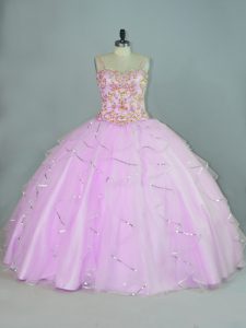 Lilac Straps Lace Up Ruffles Quinceanera Gown Sleeveless