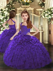 Custom Made Sleeveless Ruffles Lace Up Little Girls Pageant Gowns