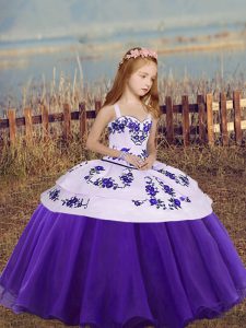 Straps Sleeveless Organza Little Girls Pageant Dress Wholesale Embroidery Lace Up