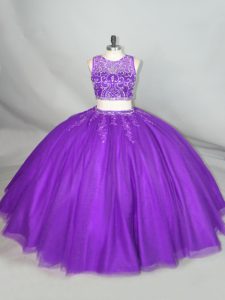 Beauteous Zipper Vestidos de Quinceanera Purple for Sweet 16 and Quinceanera with Beading