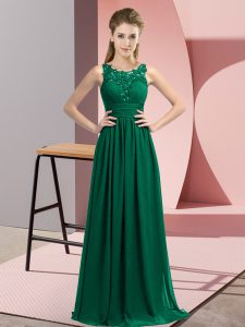 New Arrival Floor Length Empire Sleeveless Peacock Green Dama Dress for Quinceanera Zipper