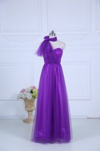 Gorgeous Eggplant Purple Sleeveless Ruching Floor Length Dama Dress for Quinceanera