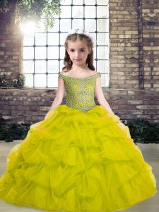 Affordable Green Pageant Dress Wholesale Party and Wedding Party with Beading Off The Shoulder Sleeveless Lace Up