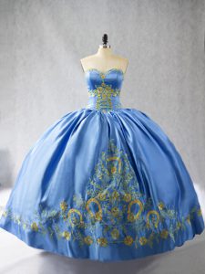Fantastic Ball Gowns Sleeveless Blue 15th Birthday Dress Side Zipper