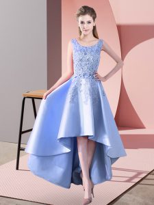 Satin Sleeveless High Low Dama Dress for Quinceanera and Lace