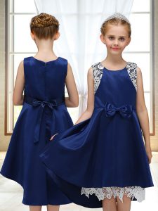Superior Sleeveless Zipper High Low Lace and Bowknot Flower Girl Dresses for Less