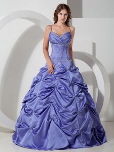 Beading Spaghetti Straps Quinceanera Dress with Pick-ups in Lavender