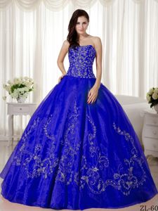 Silver Embroidery and Beading Quinceanera Dress to Floor Length