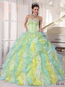 Multi-color Boning Details and Pieces Ruffles Sweet Sixteen Dresses