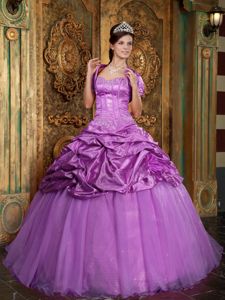 Lilac Ball Gown Sweetheart Ruffles Appliques Quinceanera Dress
